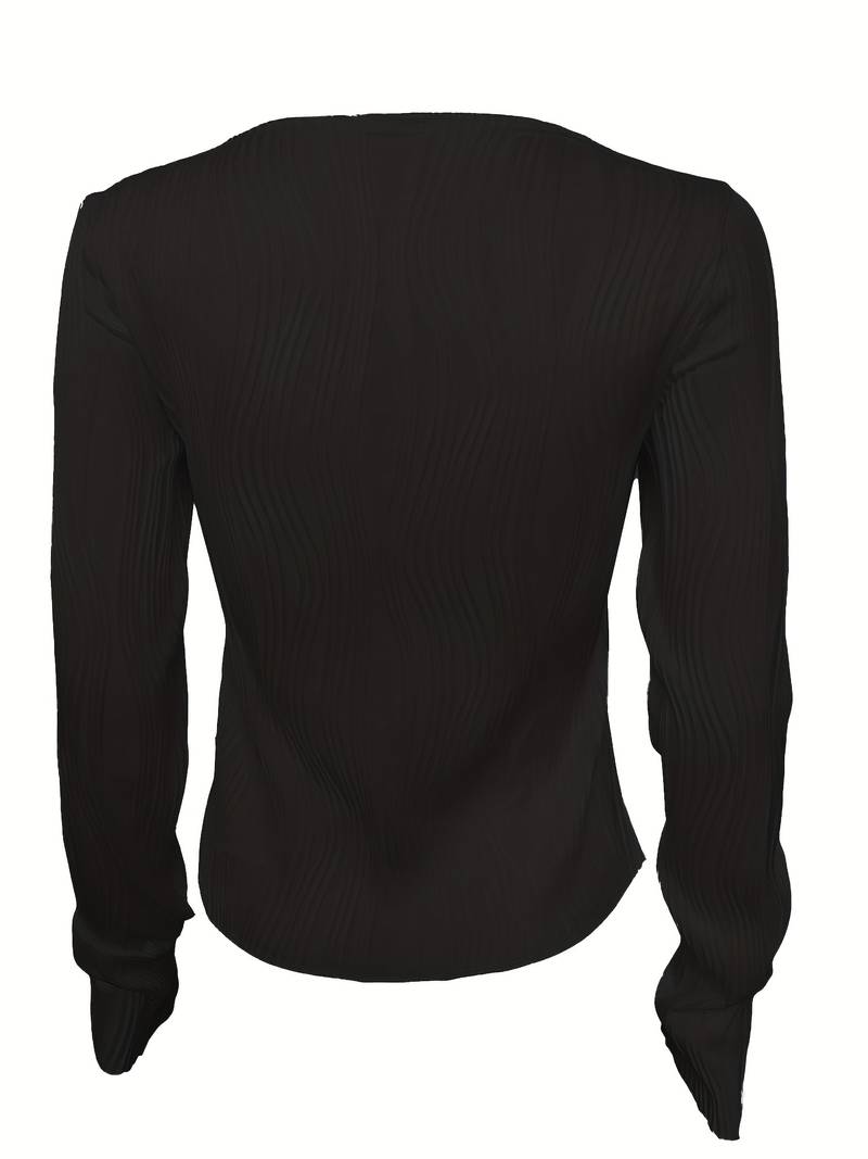 Fitted Ladies Crew Neck Long Sleeve Top