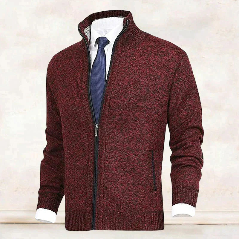 Warm Crew Neck Zip Cardigan for Men