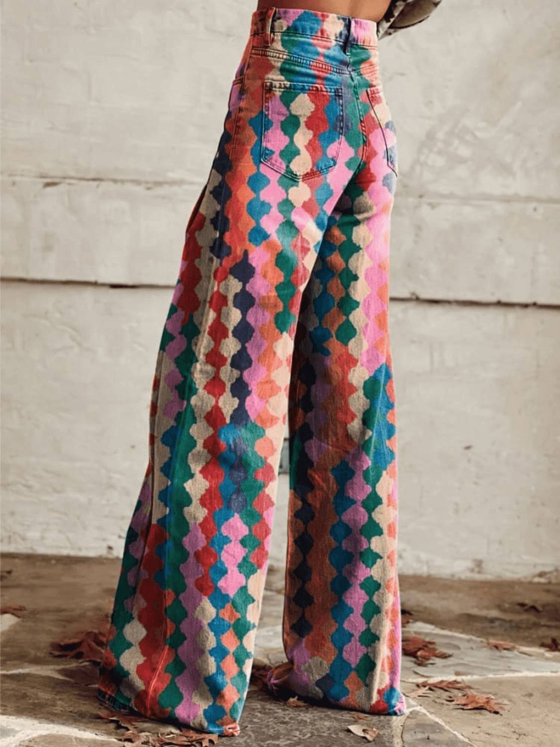 Relaxed Fit High Waist Vintage Print Pants