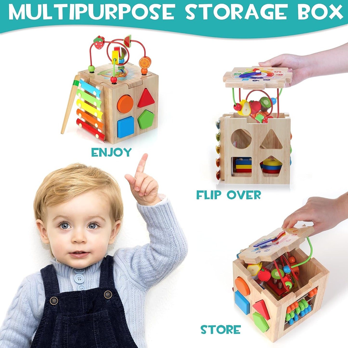 Classic Wooden Learning Block Set for Kids