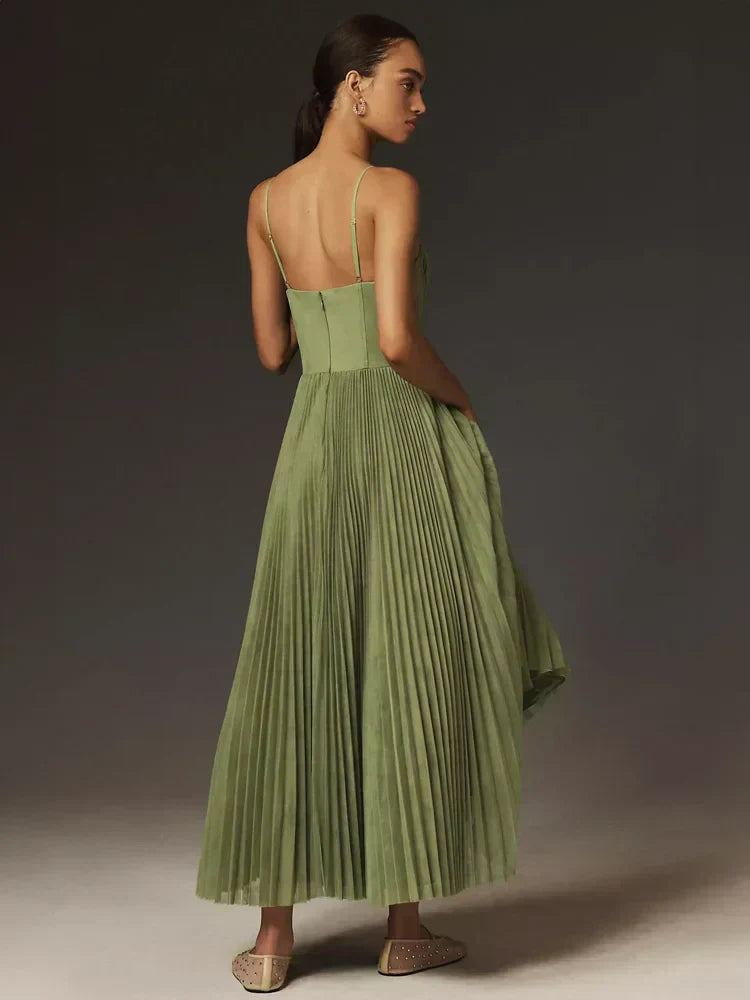 Flared Ruffle Waist Midi Dress for Ladies