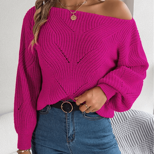 Feminine Cold Shoulder Knit Jumper