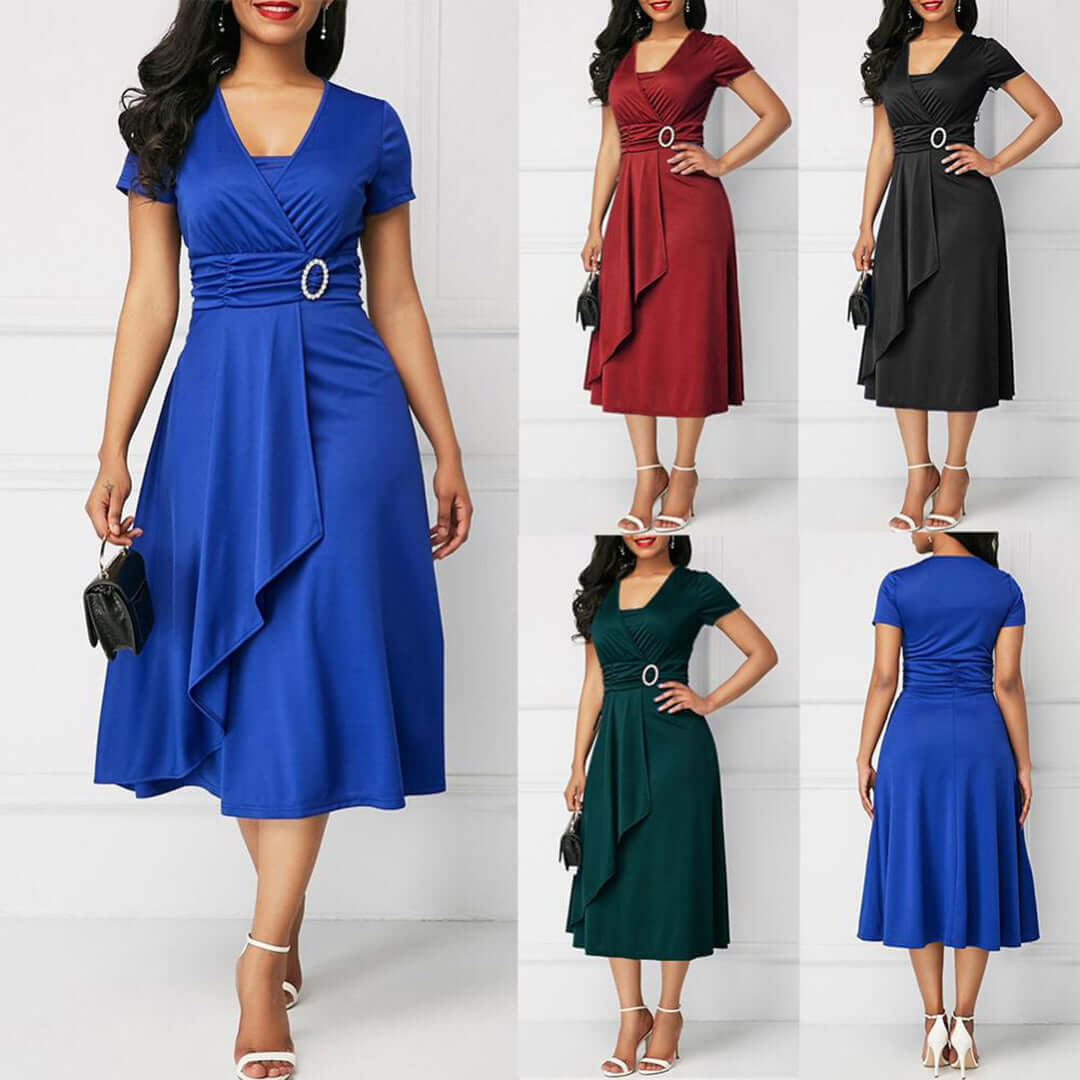 Ladies' Floral Waist Tie Midi Dress
