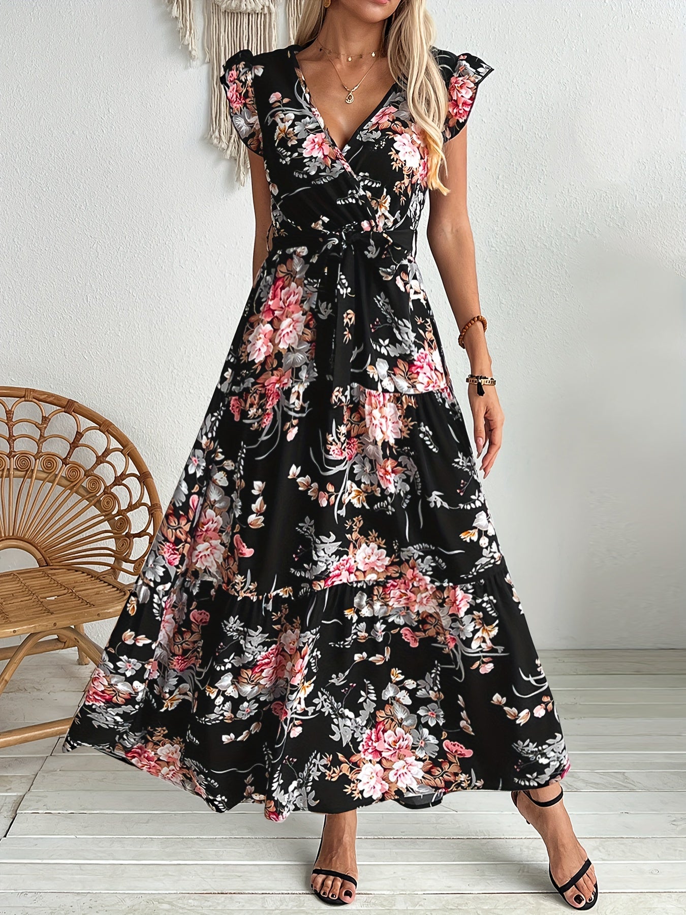 Women's Floral Waist Dress
