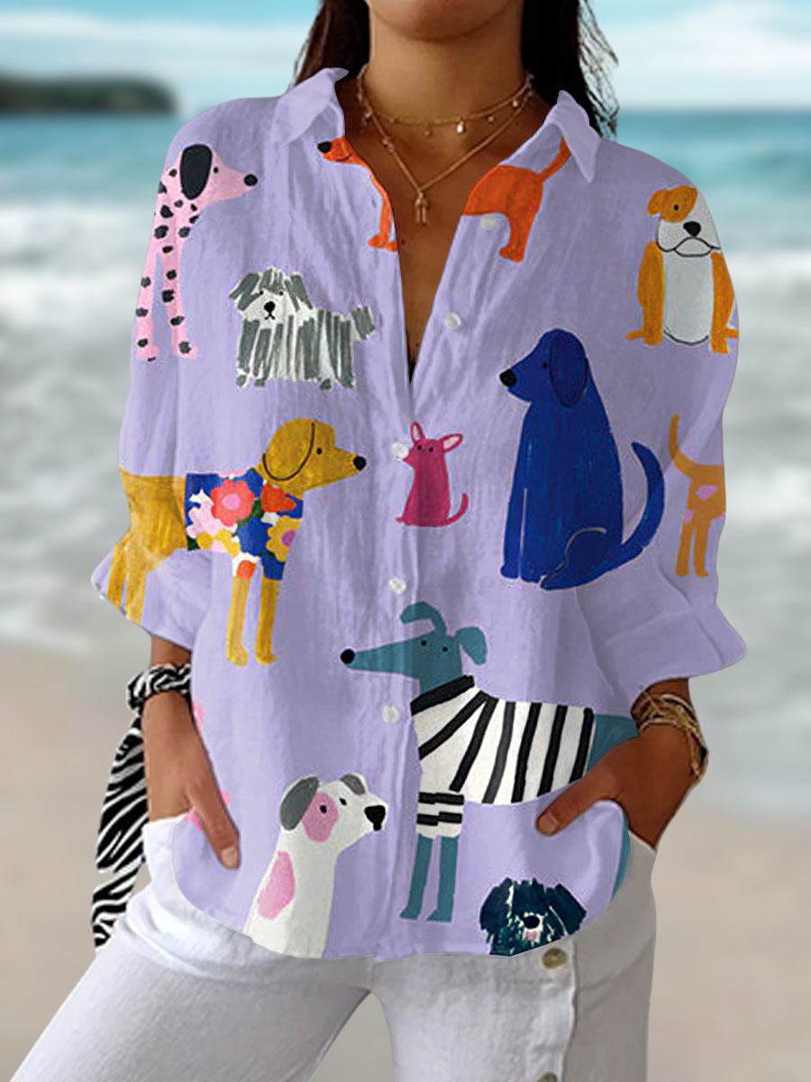 Fun Dog Print Women's Blouse - Luxivelle