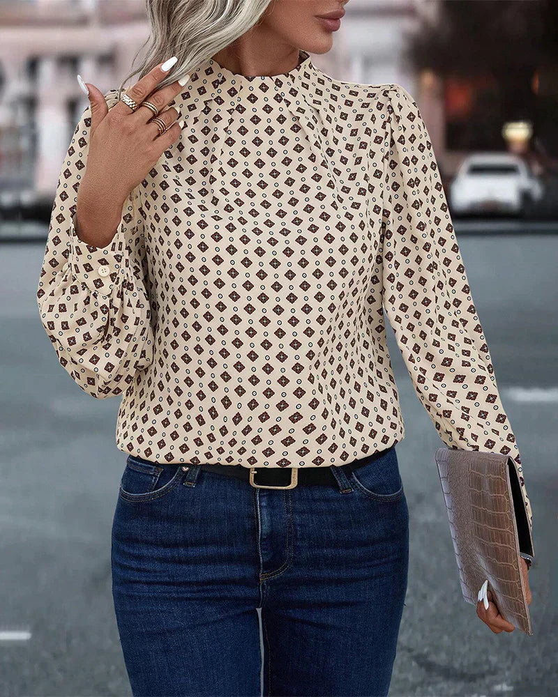 Fashionable Graphic Crew Neck Long Sleeve Top