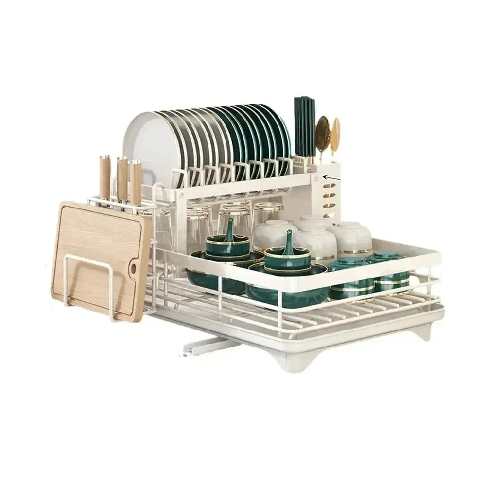 Compact Folding Dish Rack Stainless Steel Holder