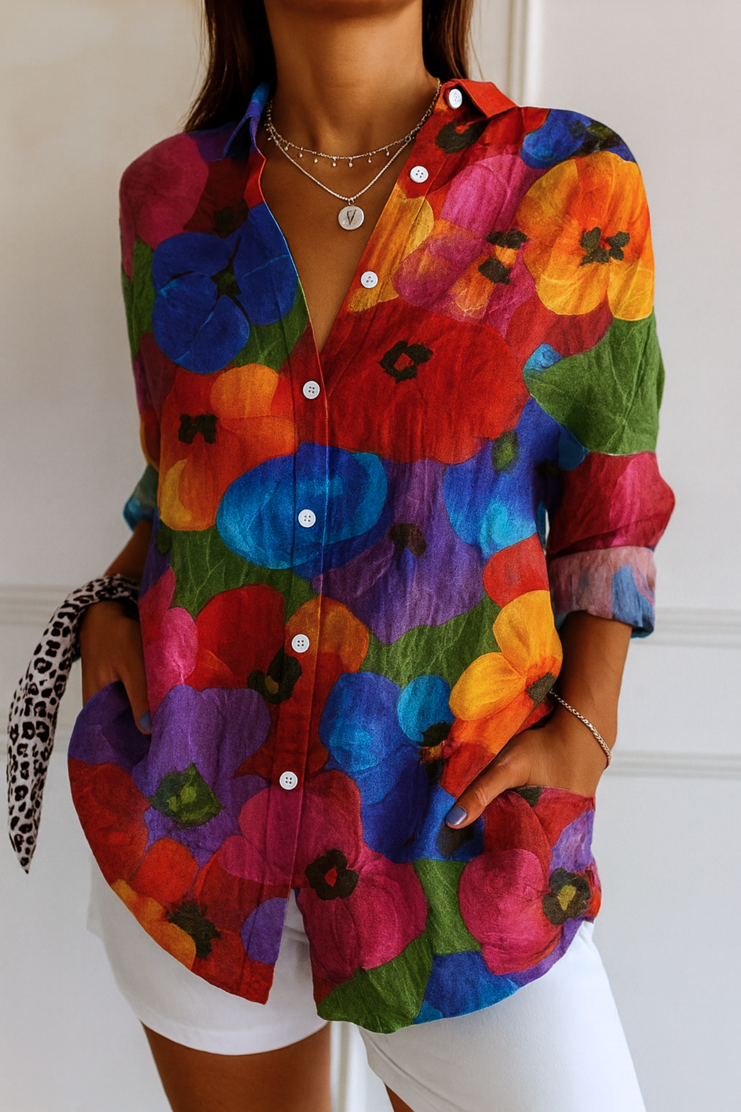 Vibrant Floral Print Women's Blouse