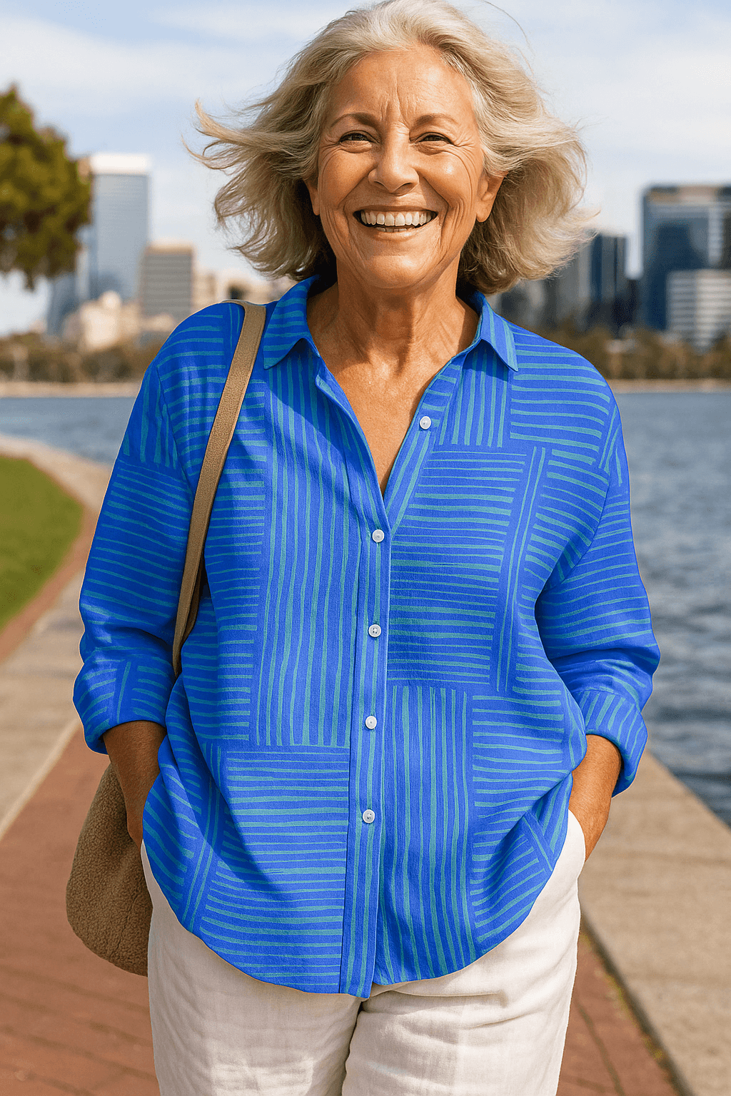 Navy Blue Striped Women's Shirt