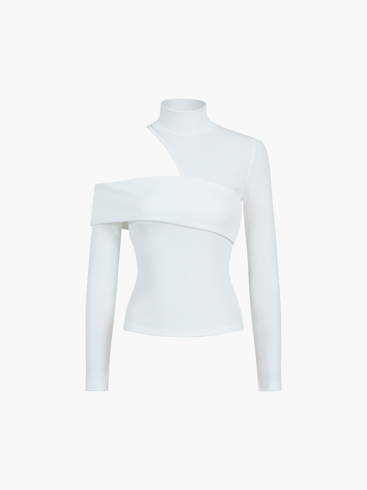 Fashionable Side Cut Out Ribbed Long Sleeve Top