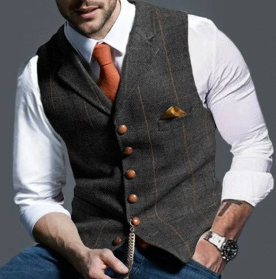 Men's Fitted Button Front Waistcoat