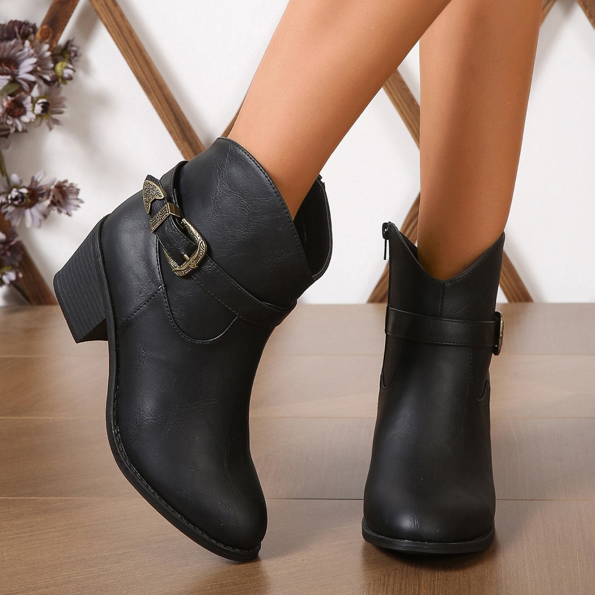 Comfortable Faux Leather Ankle Boots for Women