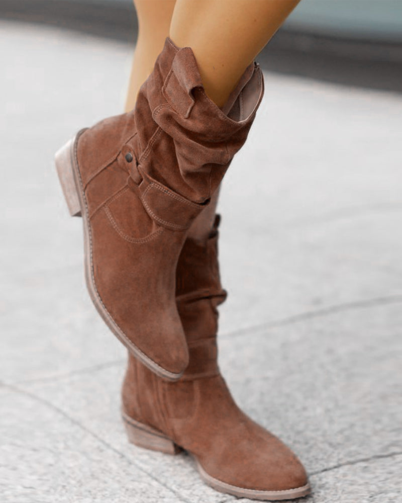 Classic Low Heel Zipper Ankle Boots