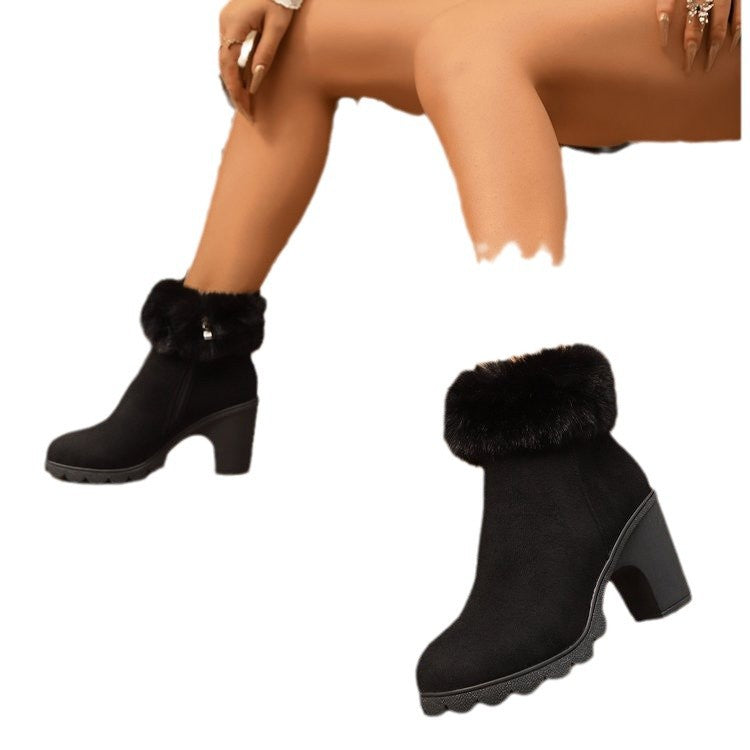 Luxury Suede Low Heel Boots for Women