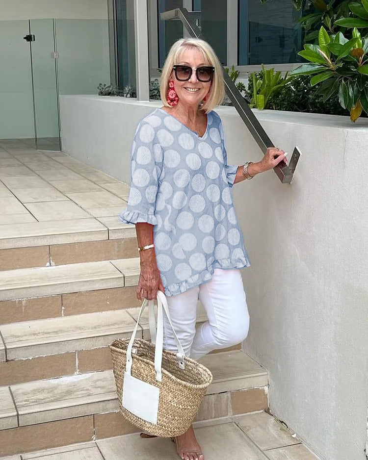 Bloomie V-Neck Polka Dot Blouse | Women's Summer Tops 7