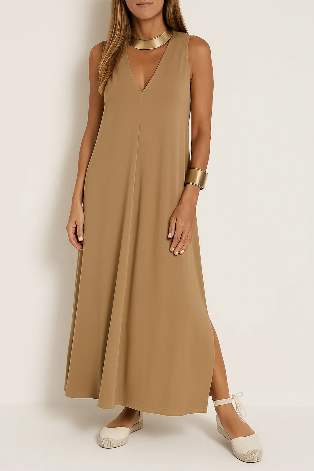 Classic Long Dress with Coordinating Cardigan