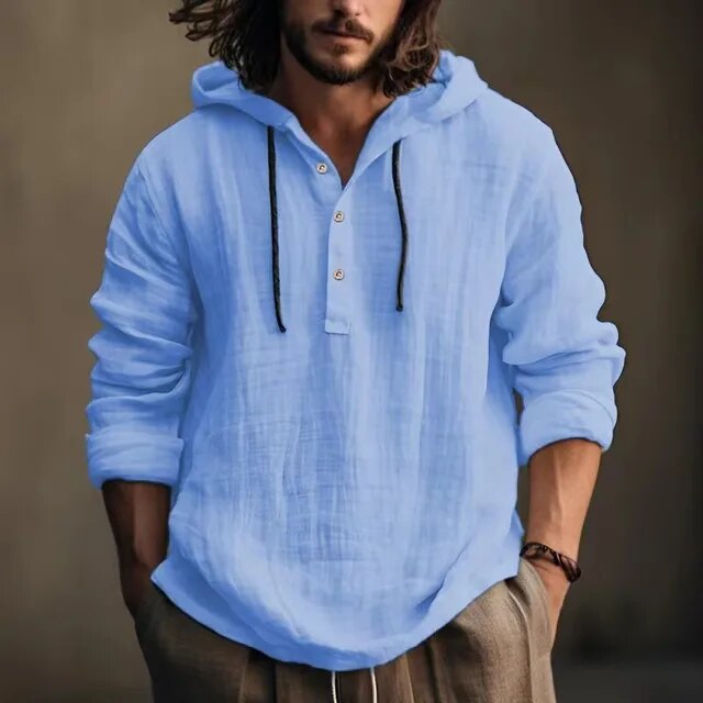 Men's Casual Linen Long Sleeve Summer Shirt