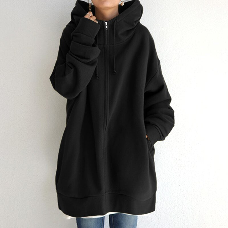 Relaxed Fit Women's Hooded Coat Jacket