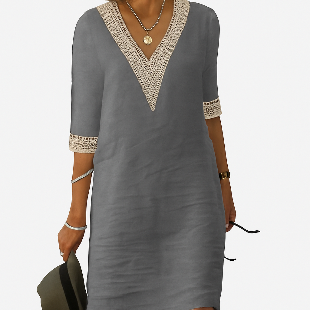 Casual Summer Women's Cotton V Neck Sundress