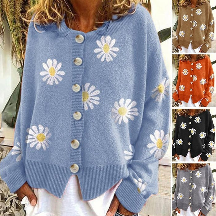 Floral Stitched Women's Cardigan Sweater