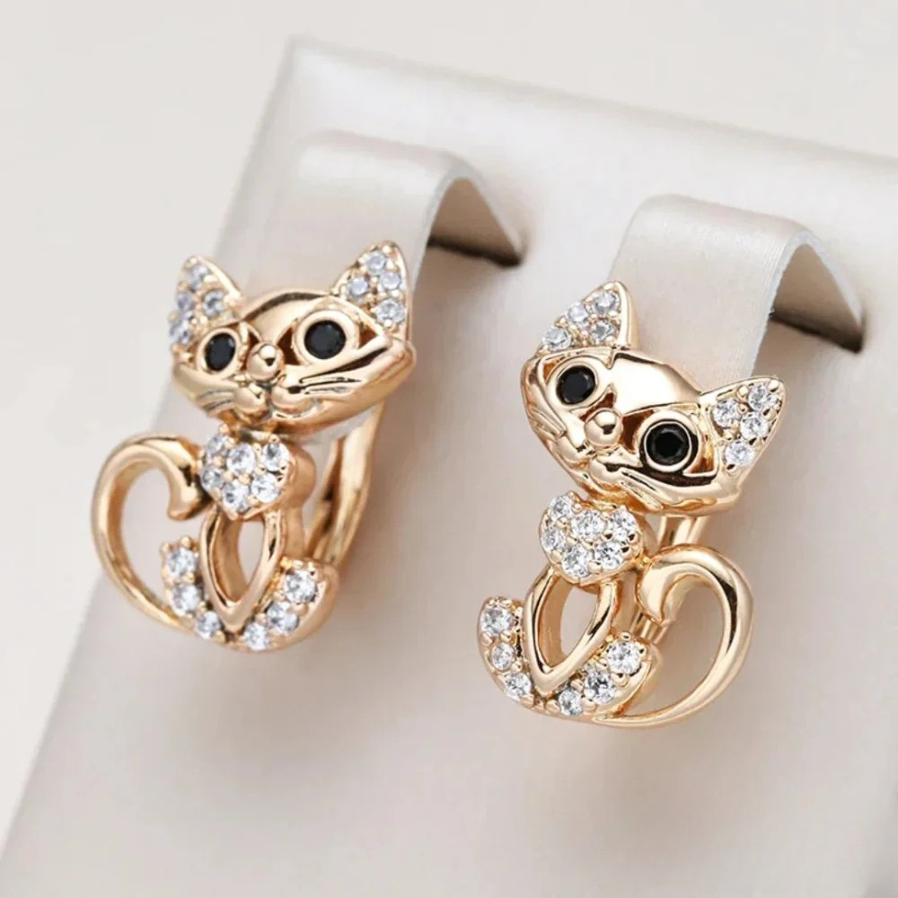 Sparkling Crystal Kitty Earrings - Luxivelle