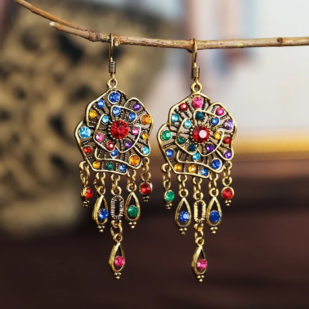 Vintage Boho Floral Drop Earrings - Luxivelle
