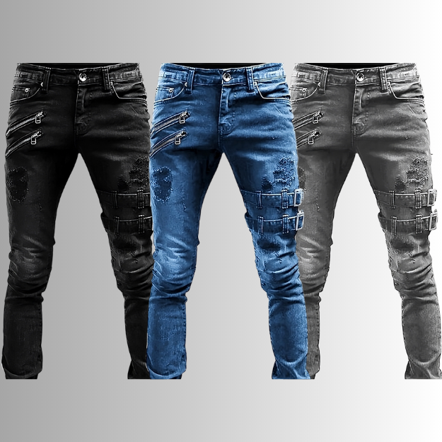 Trendy Men's Skinny Blue Jeans
