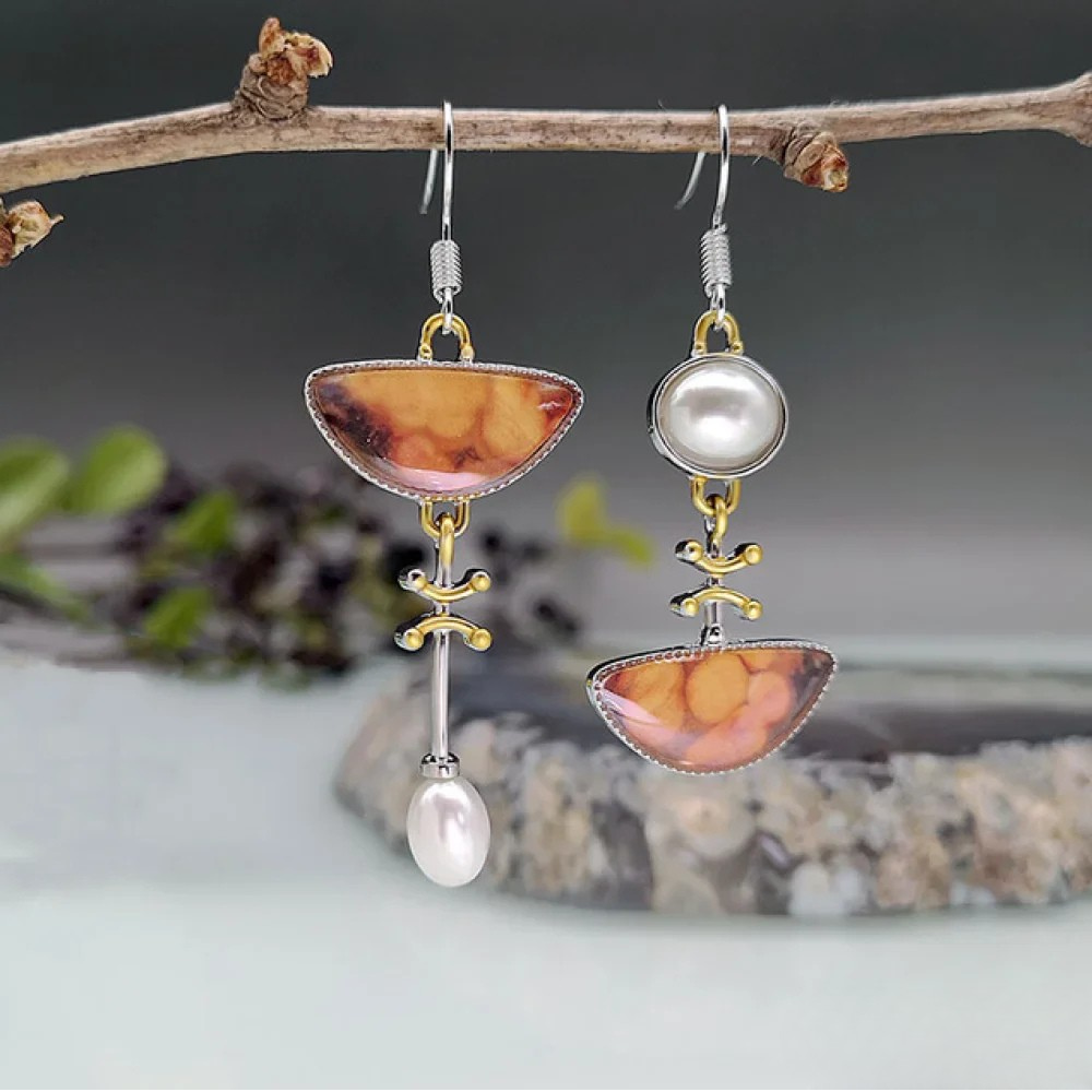 Vintage Boho Orange Gemstone Earrings - Luxivelle