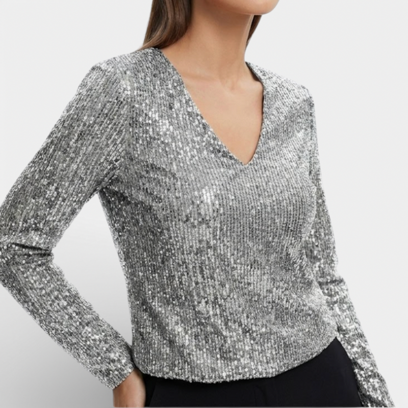 Sparkly V Neck Women's Party Top