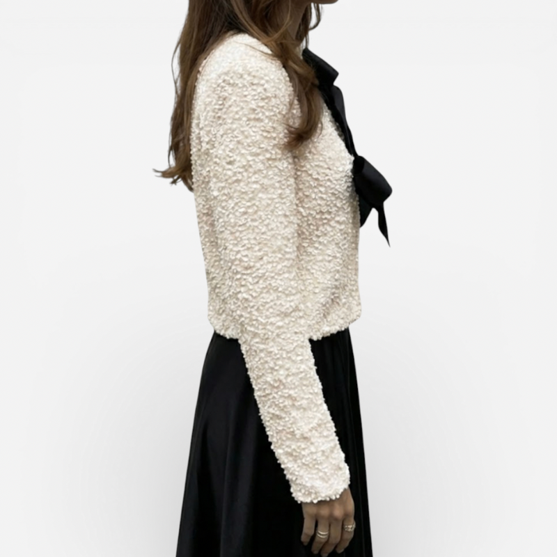 Ladies' Knit Sweater with Bow Accent