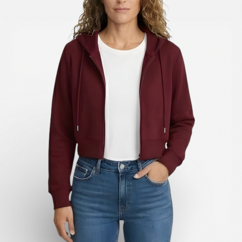 Ladies' Short Zip Hooded Sweatshirt