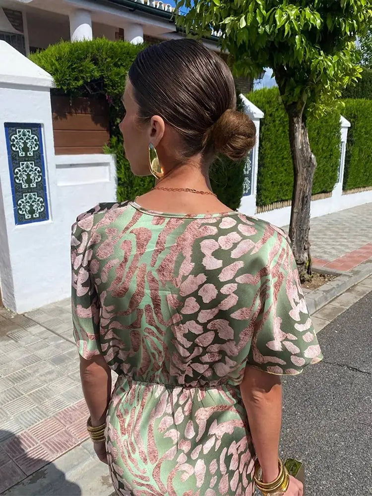 Green Floral Maxi Dress for Women