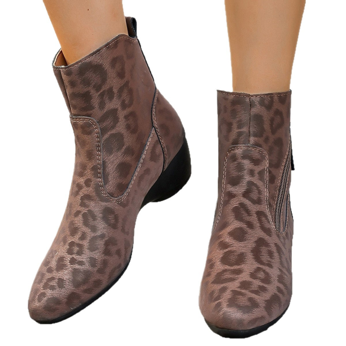 Wild Leopard Ankle Boots for Women