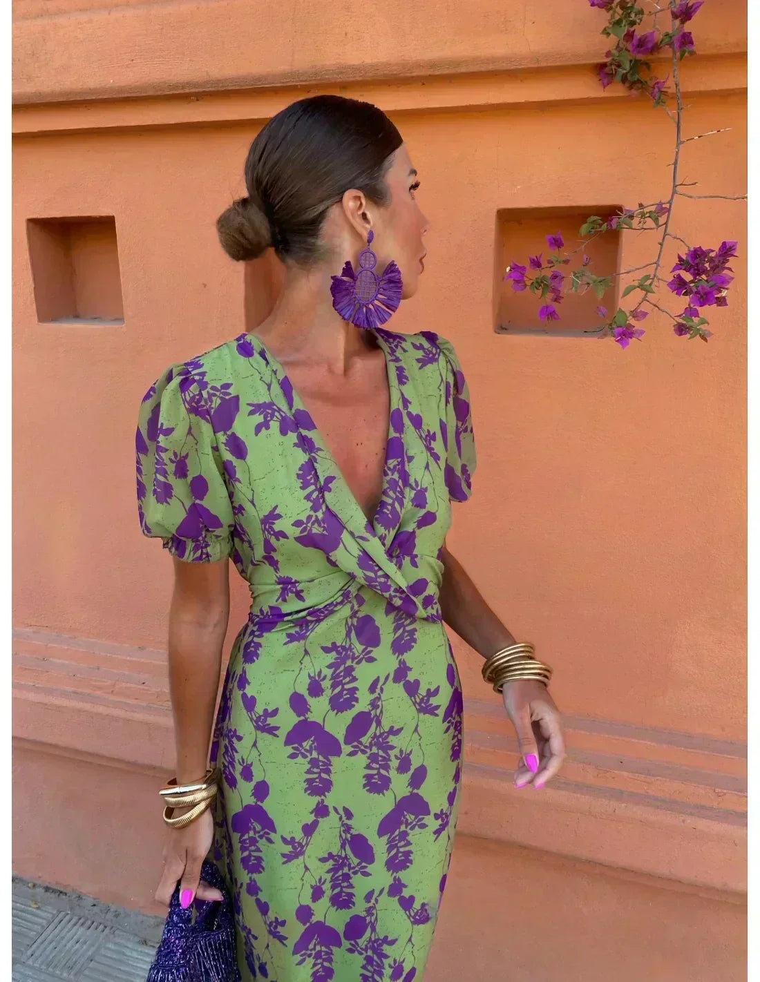 Chic V-Neck Floral Maxi Dress