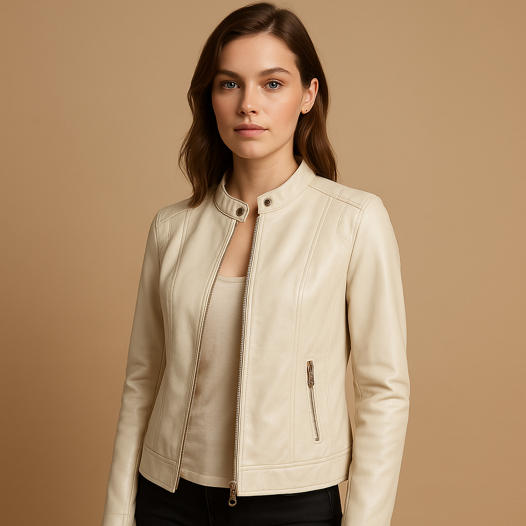 Vegan Leather Motorcycle Jacket For Women