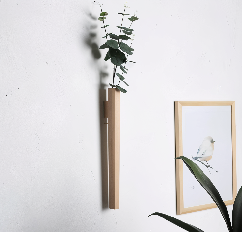 Natural Wooden Wall Vase for Flowers