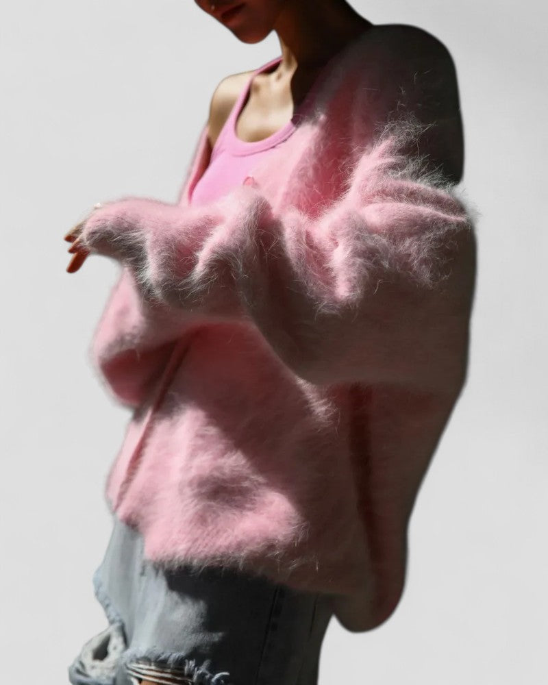 Fuzzy Knitted Button Up Cardigan 5