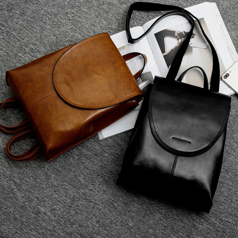 Fashionable Leather Rucksack for Women