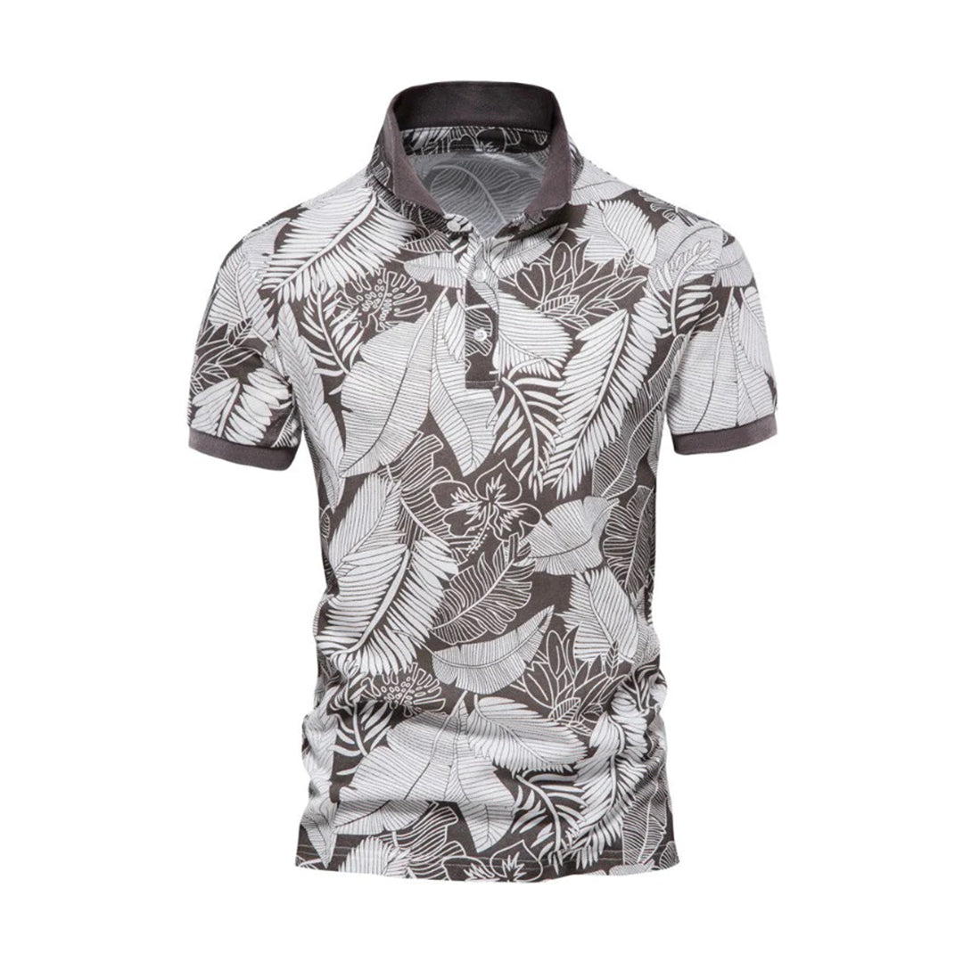 Lightweight Mens Breathable Floral Polo Shirt