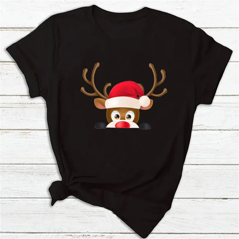 Ladies Christmas Reindeer Tee Shirt