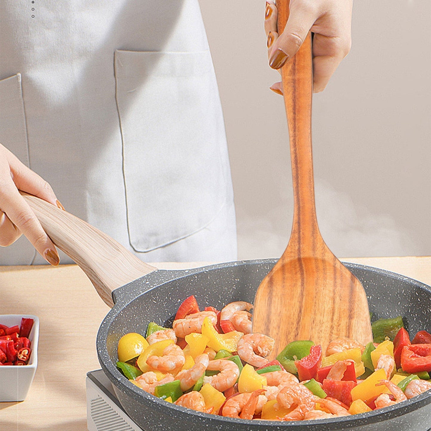 Premium Wooden Kitchen Utensil Set - Durable & Easy Clean
