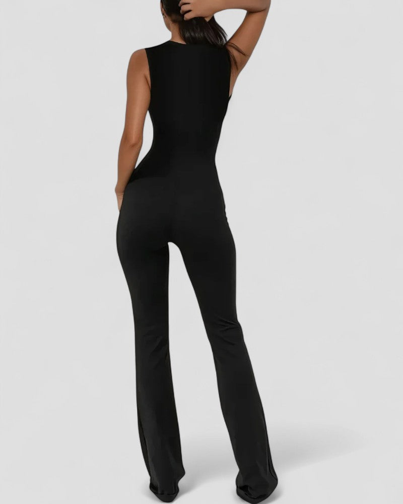 Lace Detail Sleeveless Bodycon Jumpsuit for Night Out 2