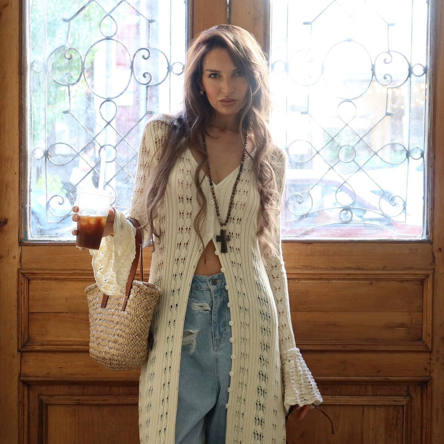 Laura | Long cardigan with flared sleeves