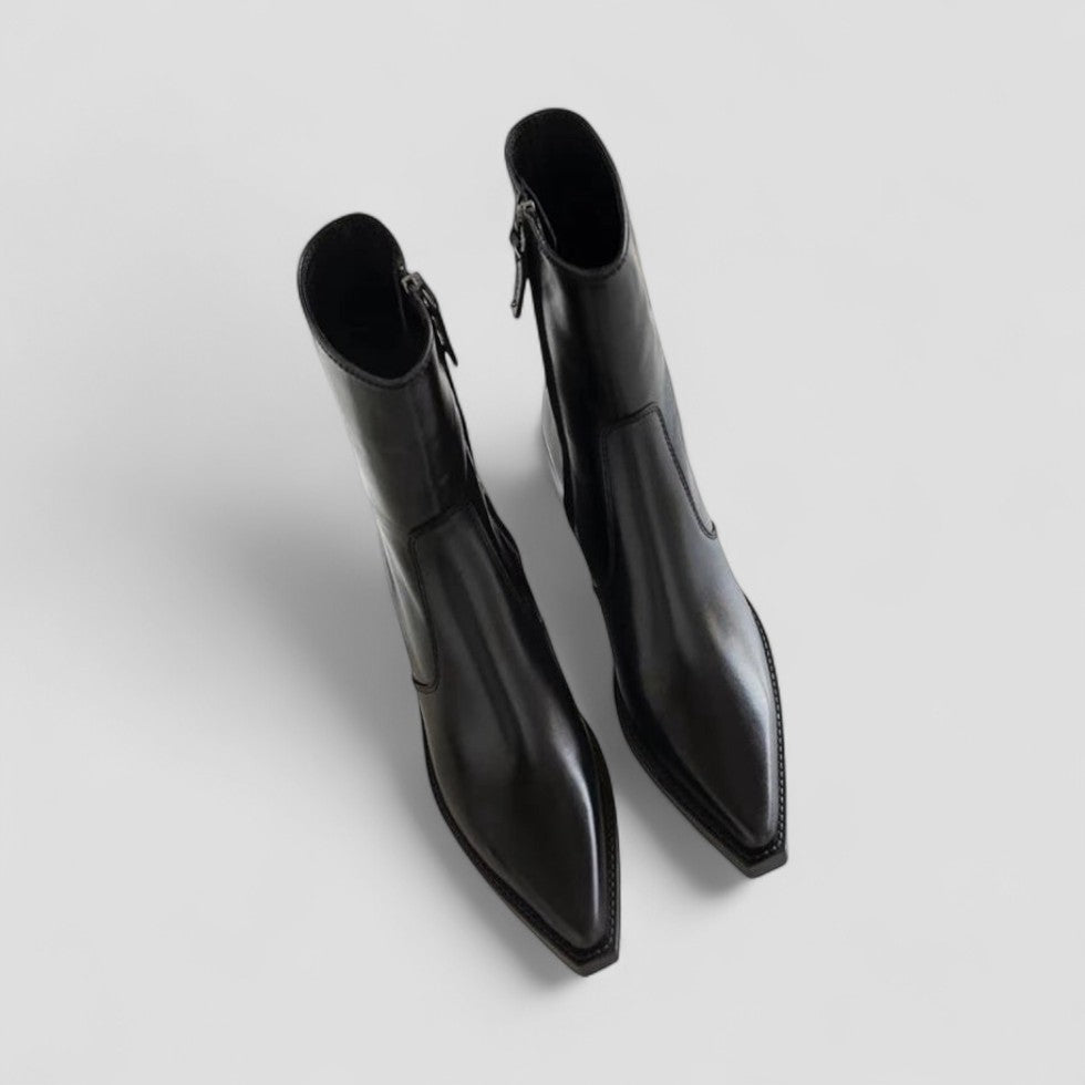 Leather Ankle Boots for Women Block Heel Comfort 2