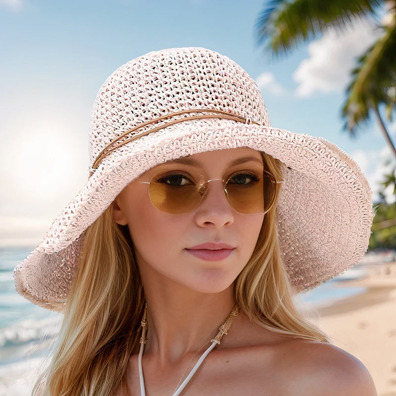 Breathable Women's Summer Straw Sun Hat with Wide Brim