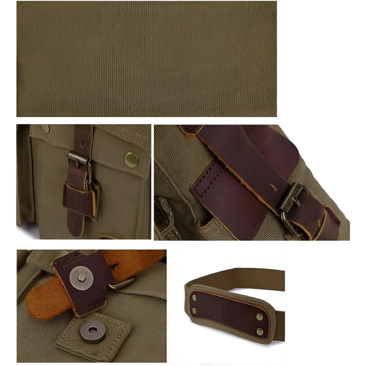 Classic Canvas Crossbody Bag for Men with Brown Leather Trim