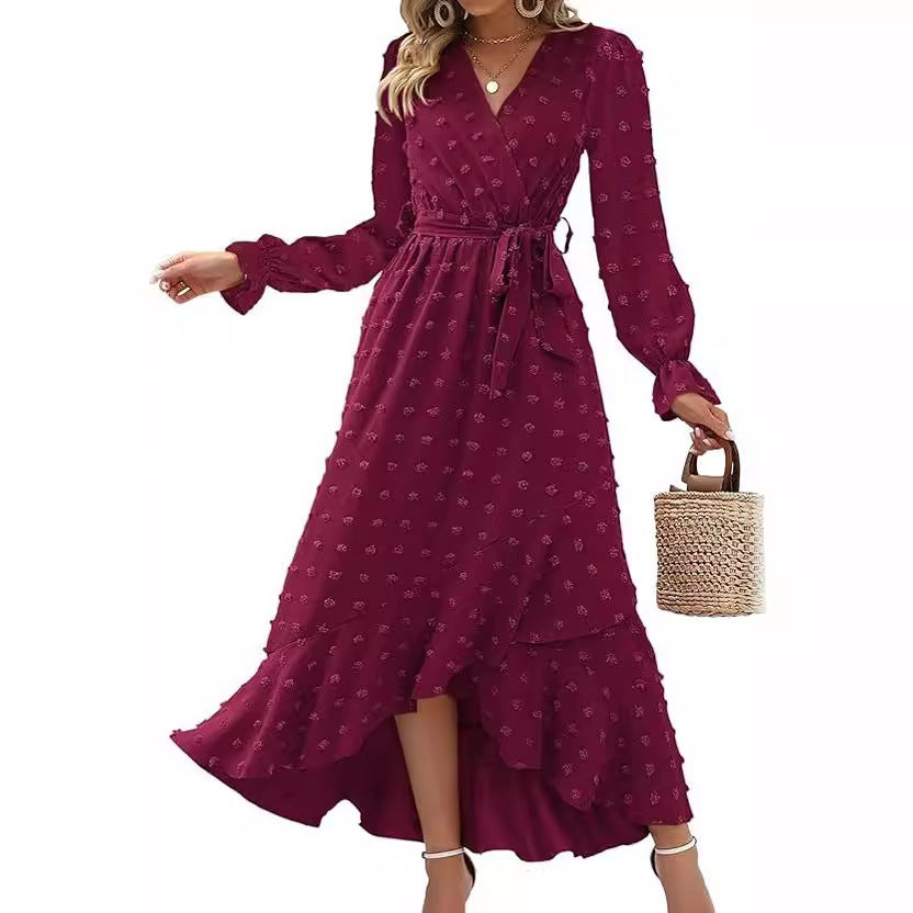 Ladies' Elegant Sleeved Wrap Dress