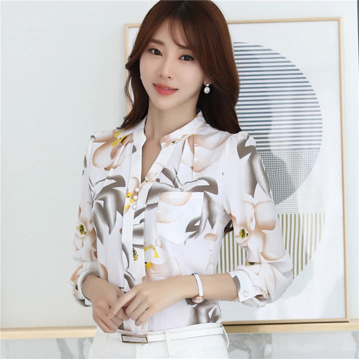 Ladies' Beautiful Flower Print Blouse - Luxivelle