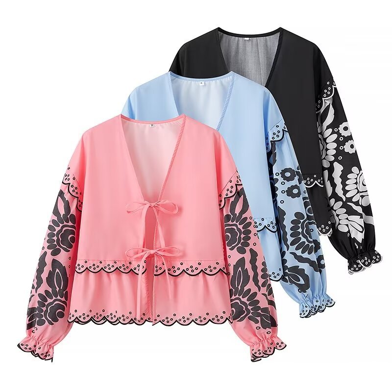 Ladies' Ruffle Front Flare Sleeve Top