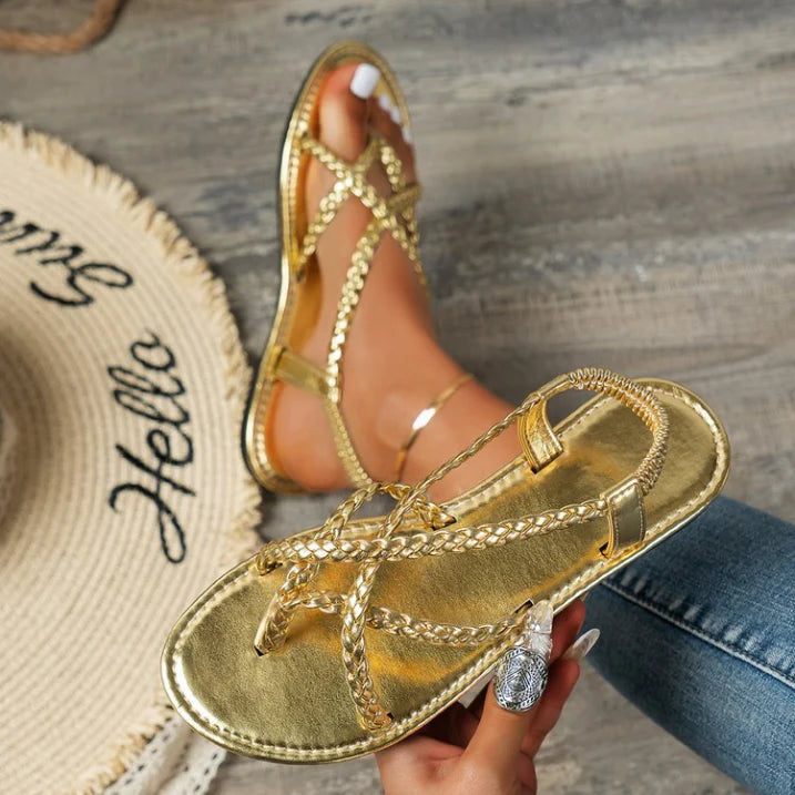 Ladies Woven Strap Comfort Sandals